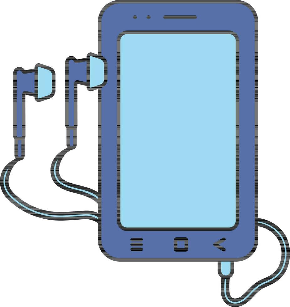 smartphone met oortelefoon icoon in blauw kleur. vector