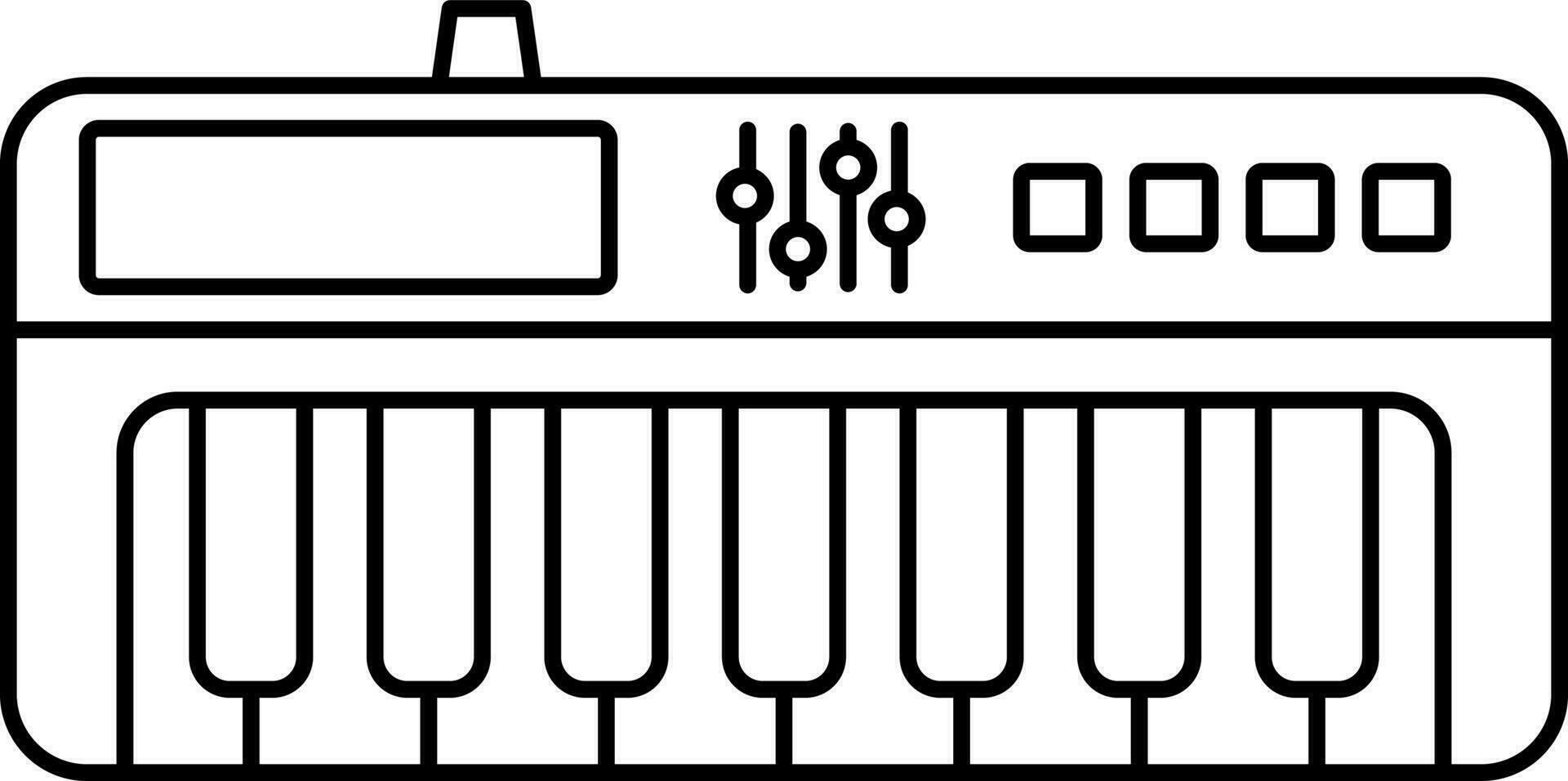 piano toetsenbord icoon in zwart schets. vector