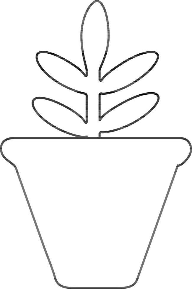 bloem pot met bladeren fabriek in zwart lijn kunst illustratie. vector