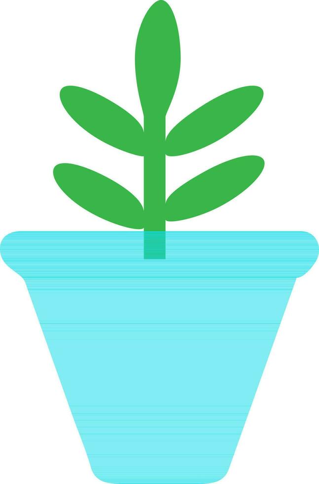 blauw bloem pot met groen bladeren fabriek. vector