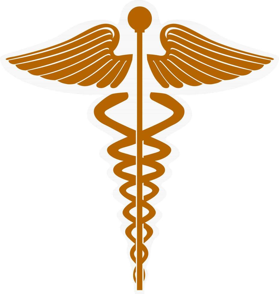 caduceus medisch symbool gemaakt met bruin kleur. vector