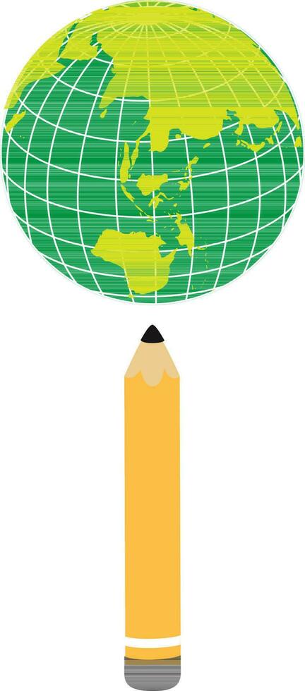 illustratie van potlood met wereldbol. vector