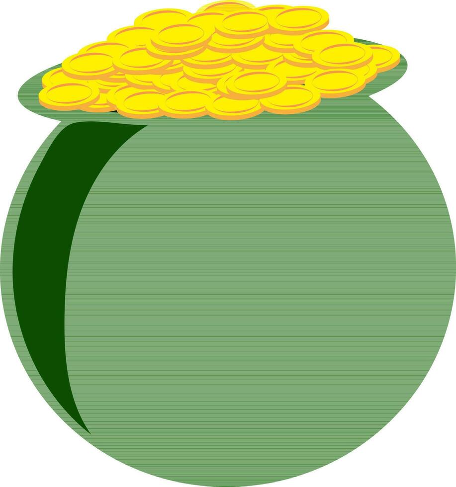 goud munt in groen elf van Ierse folklore pot. vector