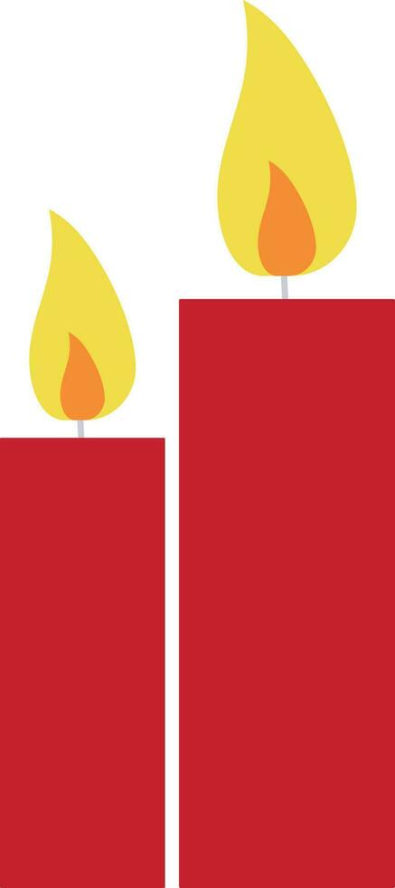 rood kleur van twee kaarsen in vlammen. vector