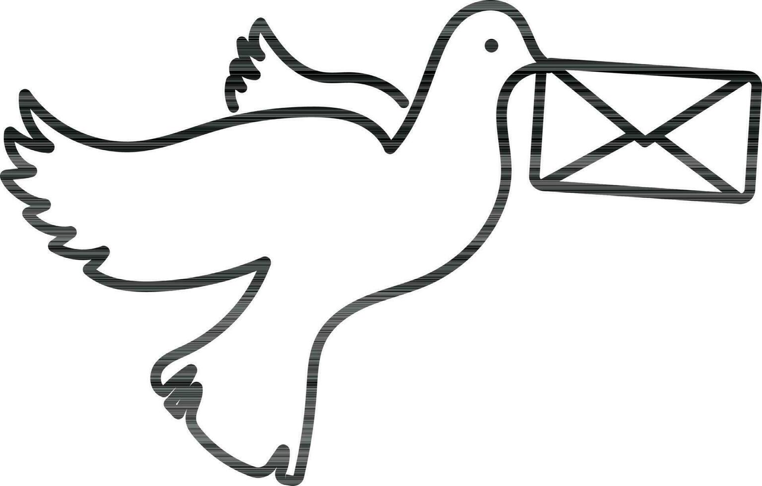 icoon van vliegend vogel met letter.slag stijl. vector