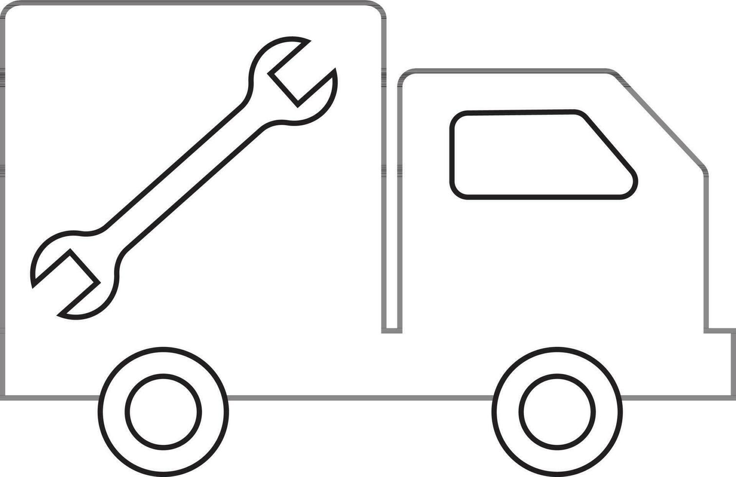 loodgieter vrachtauto in zwart lijn kunst. vector