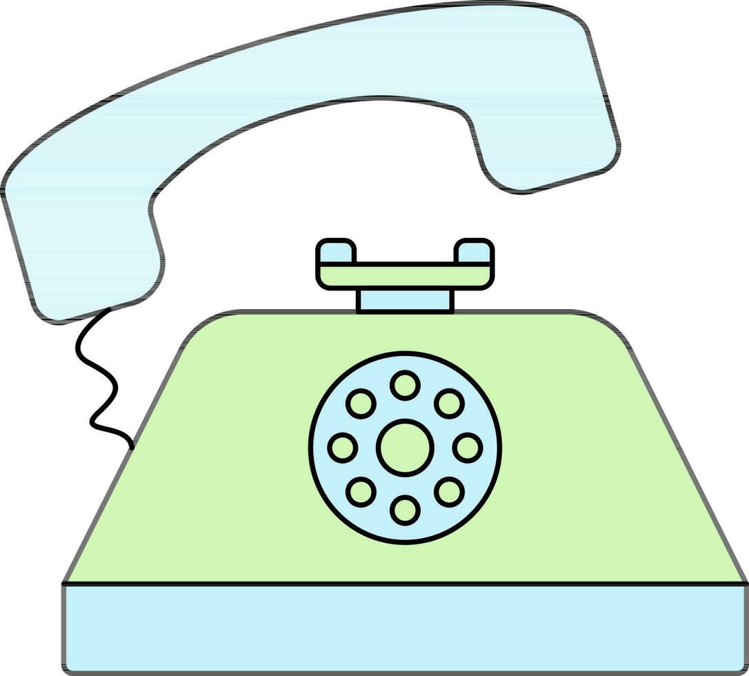 retro telefoon icoon in groen en blauw kleur. vector