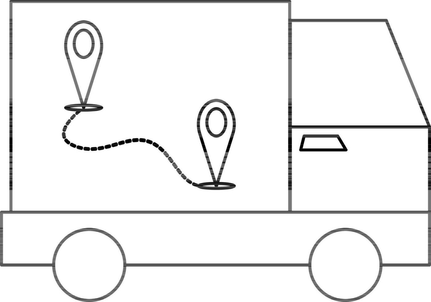 bijhouden levering vrachtauto icoon in zwart lijn kunst. vector