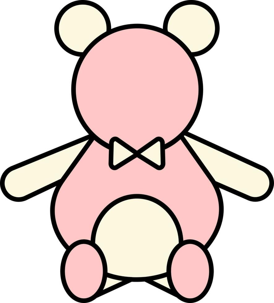 teddy beer icoon in roze en licht geel kleur. vector