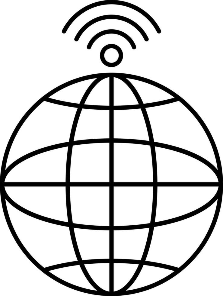 Wifi met wereldbol icoon in lijn kunst. vector