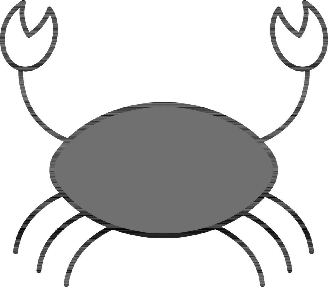 kanker of krab icoon of symbool in grijs en wit kleur. vector