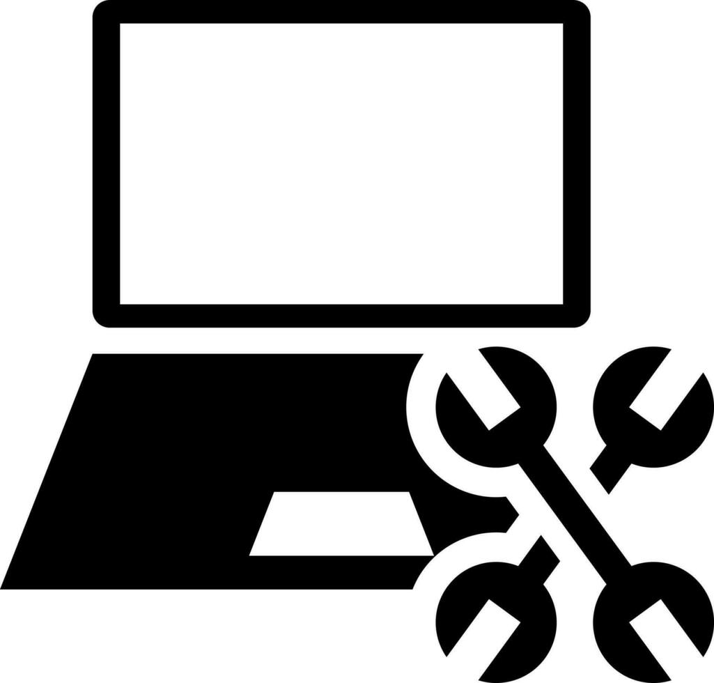 vlak stijl laptop onderhoud icoon. vector