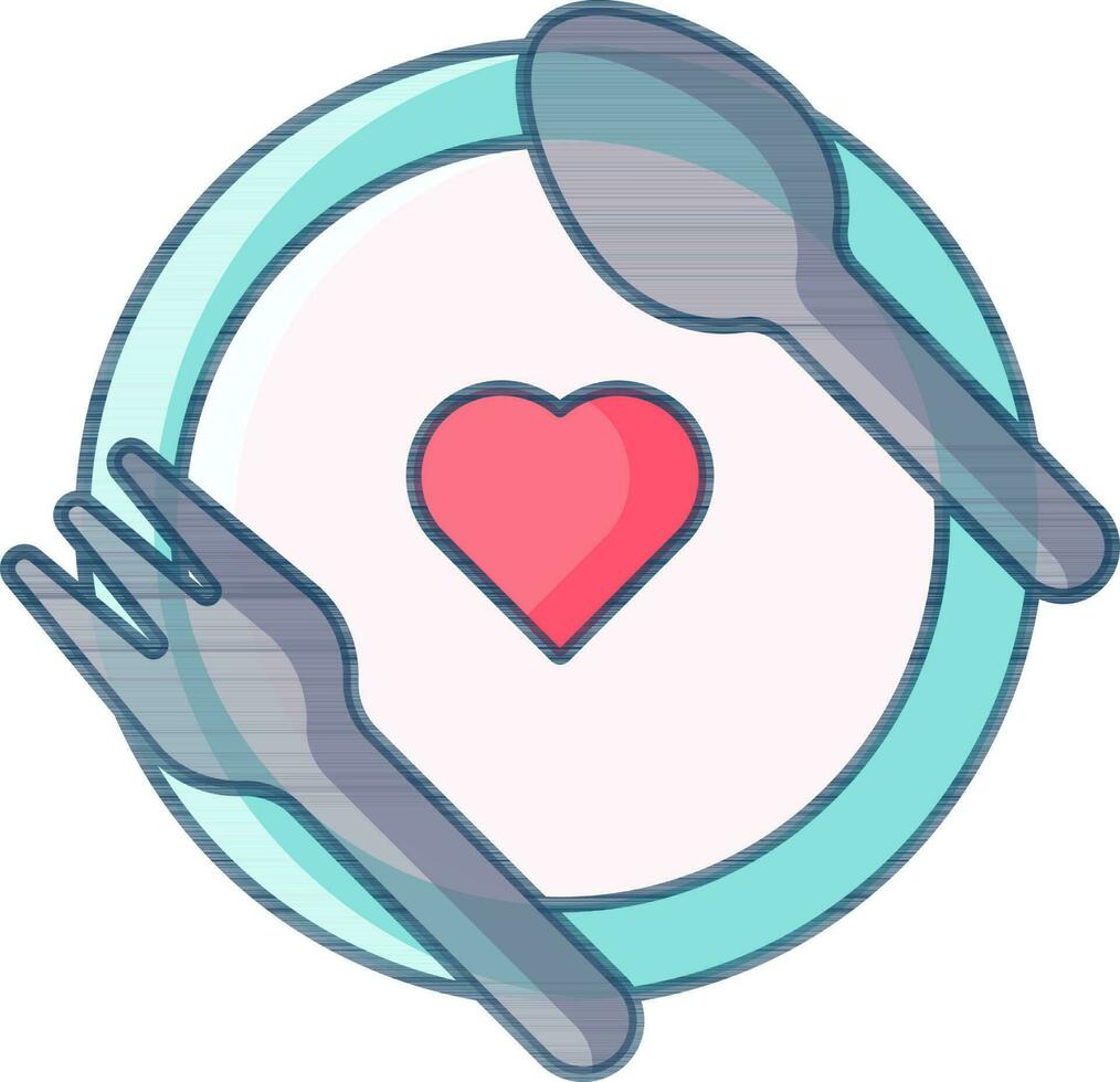 vector illustratie van dining bord met hart icoon in vlak stijl.