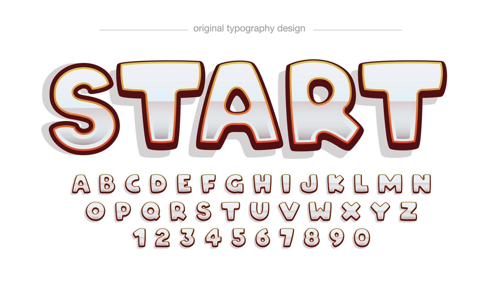 chroom metallic afgeronde cartoon typografie vector