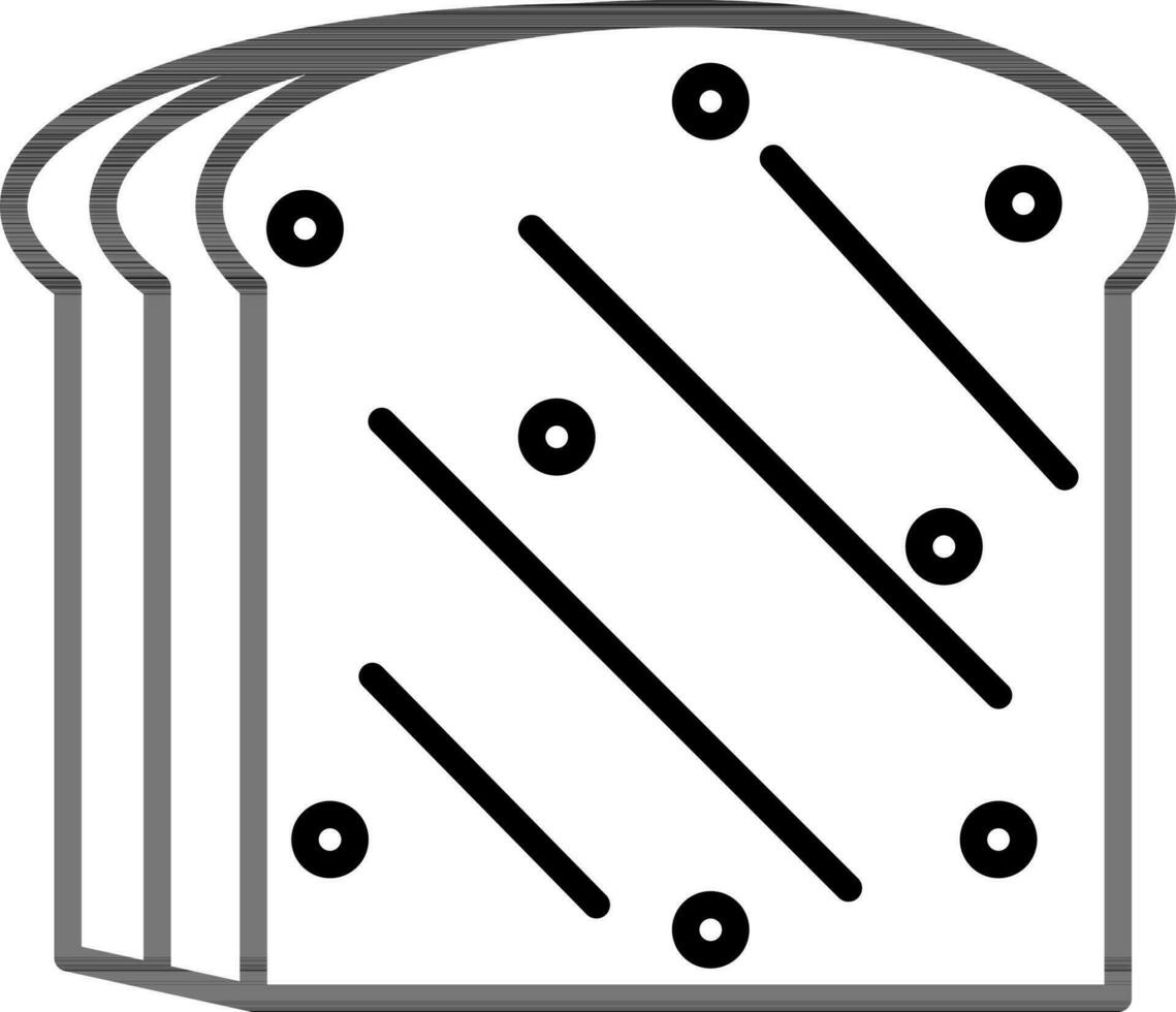 zwart lijn kunst geroosterd brood icoon in vlak stijl. vector