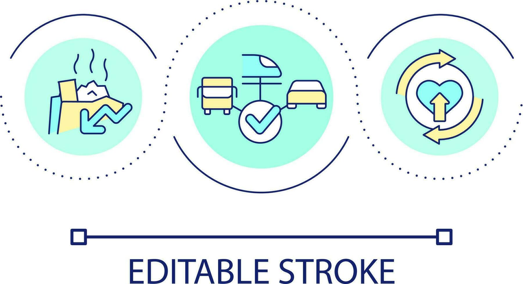 stedelijk verontreiniging gevolg Aan Gezondheid lus concept icoon. vervoer systeem in stad. vuilnis en rook abstract idee dun lijn illustratie. geïsoleerd schets tekening. bewerkbare beroerte vector