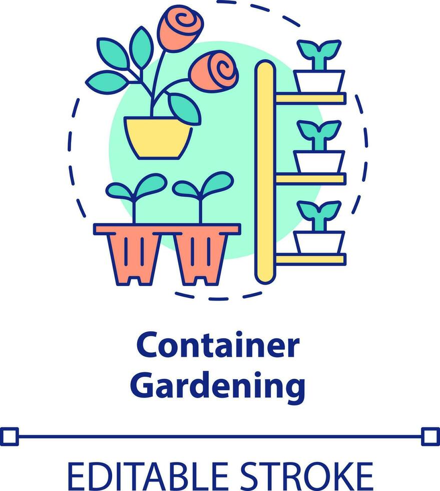 houder tuinieren concept icoon. binnen- en buitenshuis planten. tuinieren type abstract idee dun lijn illustratie. geïsoleerd schets tekening. bewerkbare beroerte vector