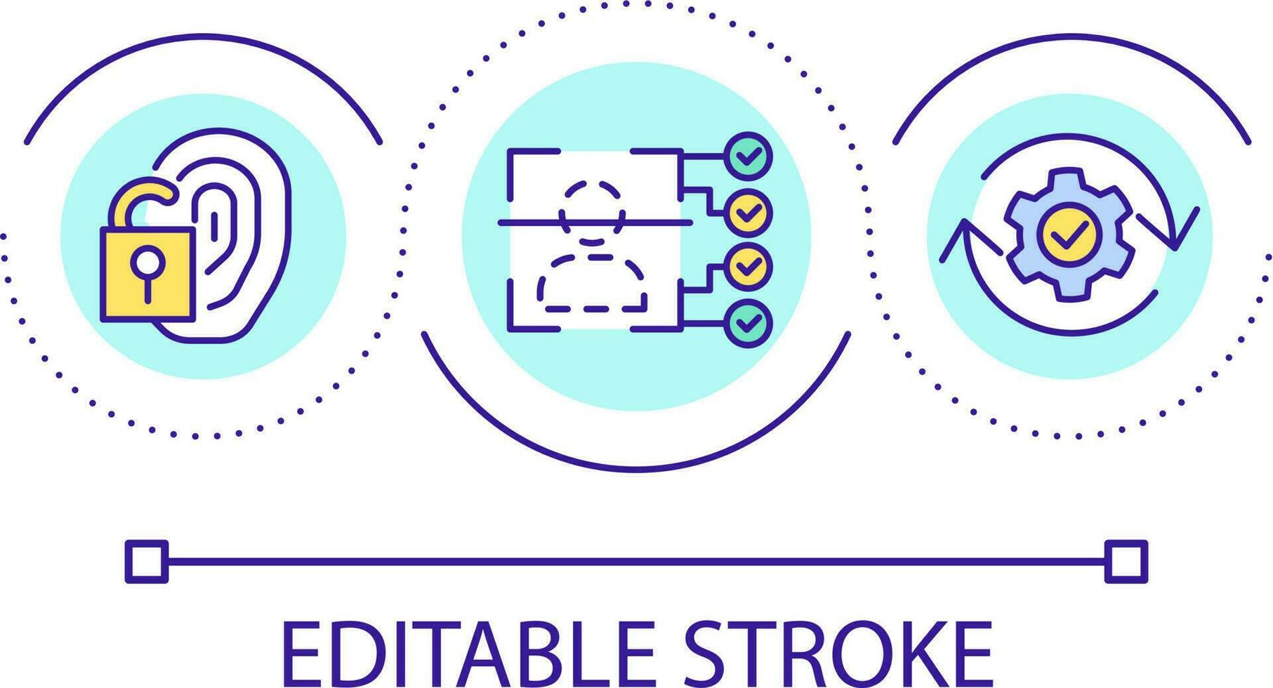 meten gelaats Kenmerken lus concept icoon. herkenning nauwkeurigheid. analytisch tech abstract idee dun lijn illustratie. digitaal identiteit. geïsoleerd schets tekening. bewerkbare beroerte vector