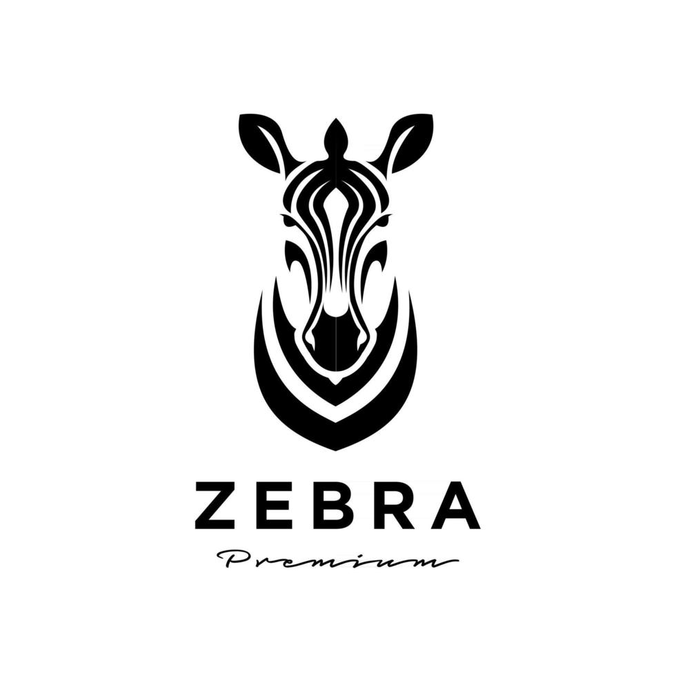 premium zebra hoofd vector logo pictogram ontwerp