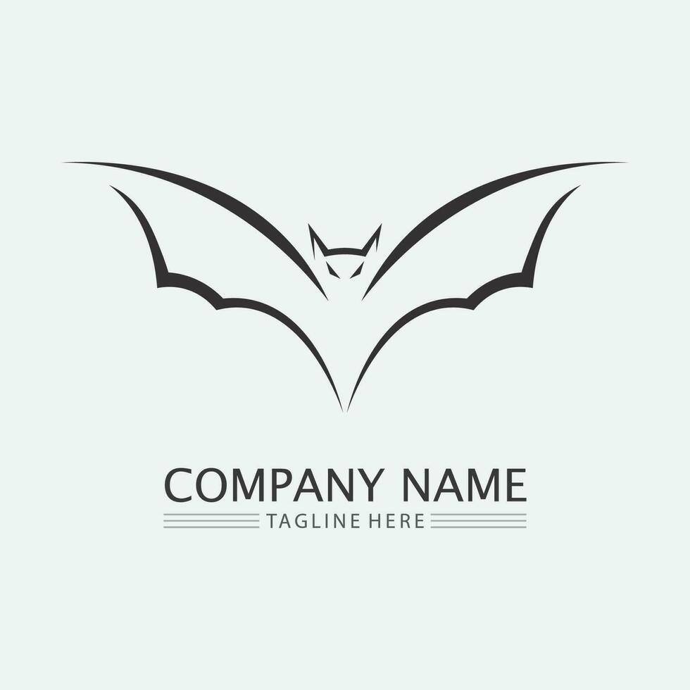 vleermuis logo dier en vector, vleugels, zwart, halloween, vampier, gothic, illustratie, ontwerp vleermuis icoon vector