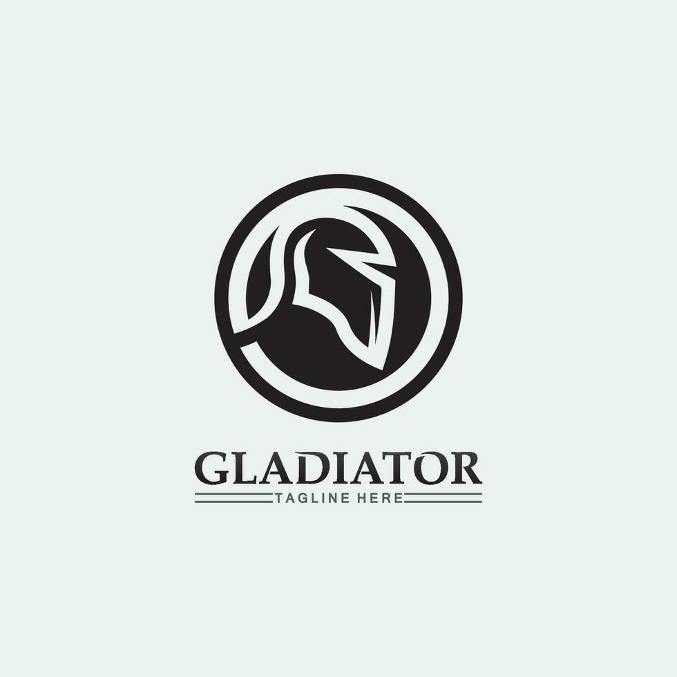 Spartaanse helm, gladiator logo sjabloon vector pictogram ontwerp, hoofd icoon van krijgers, soldaat