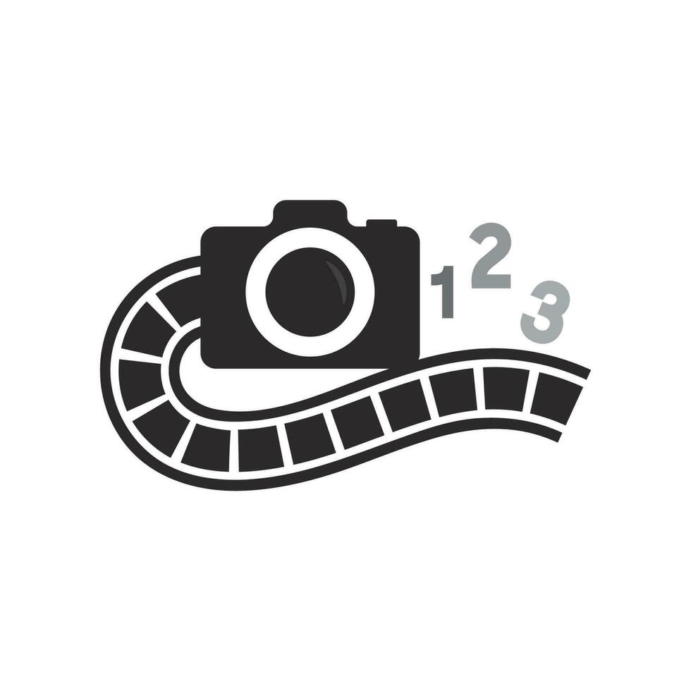 fotografie camera logo pictogram vector ontwerpsjabloon geïsoleerd op zwarte achtergrond