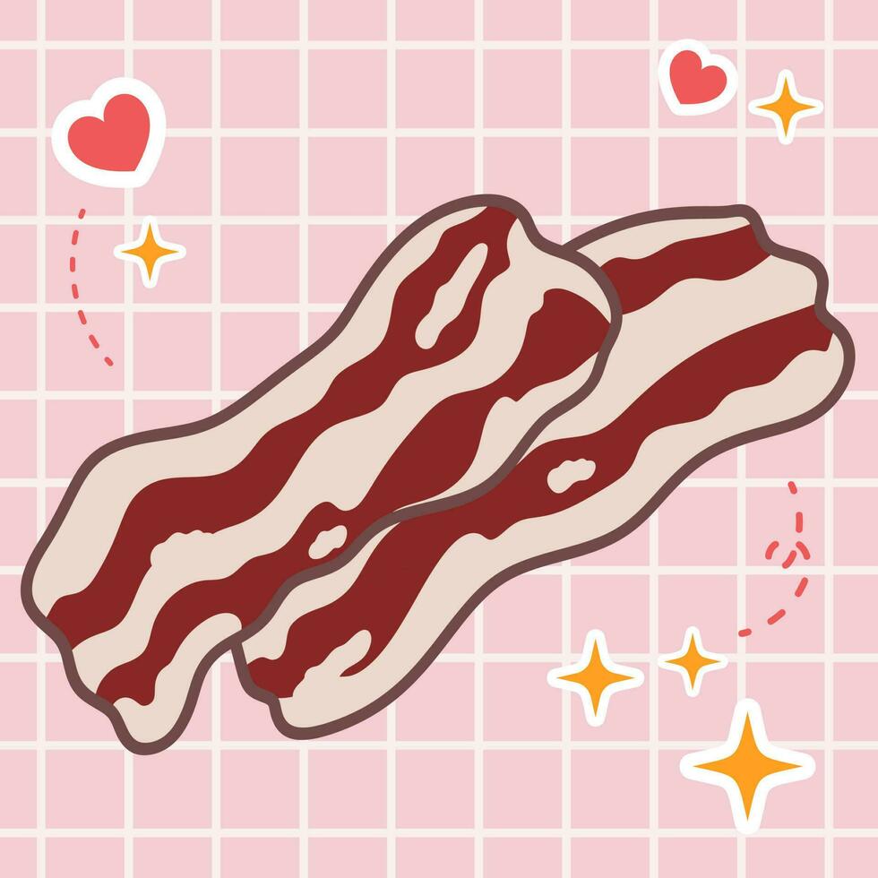 kawaii voedsel tekenfilm van yakiniku rauw gesneden vlees of wagyu rundvlees illustratie. vector icoon van schattig van Japans tekening stijl voor kind Product, sticker, shirt, behang, kaart