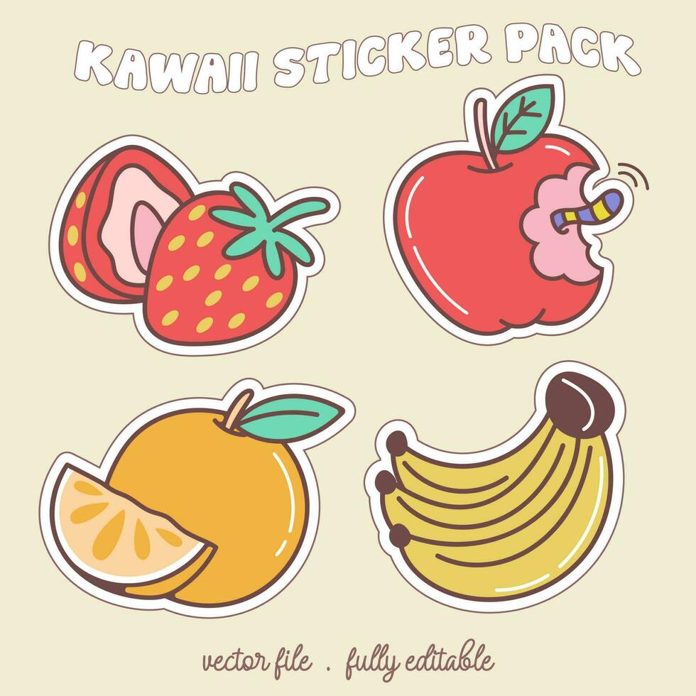 kawaii sticker reeks of elementen met schattig Japan anime manga tekenfilm stijl vector illustratie-03