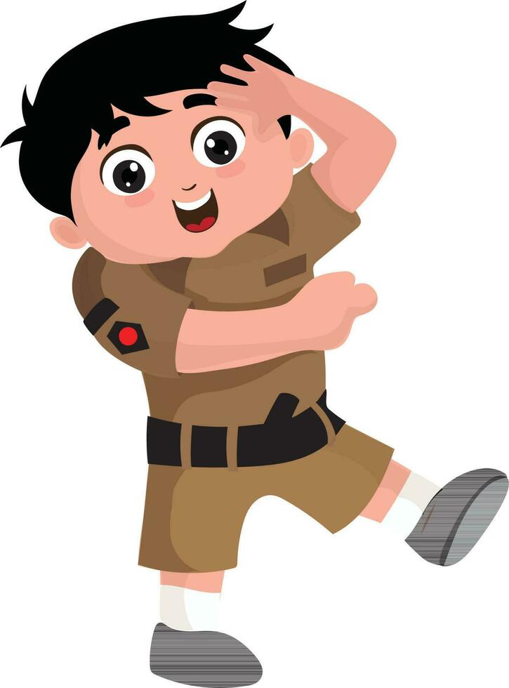 tekenfilm weinig jongen vervelend Indisch leger soldaat jurk. vector