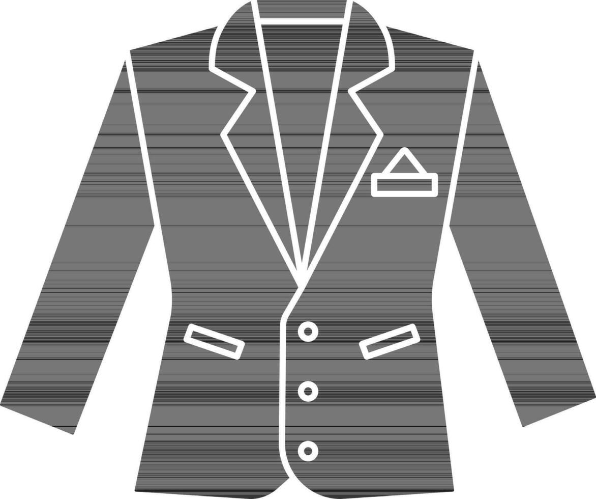 blazer icoon of symbool in zwart en wit kleur. vector