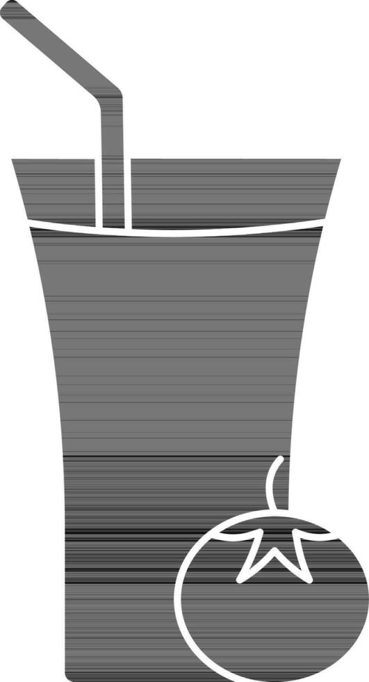 tomaat sap glas icoon in zwart en wit kleur. vector