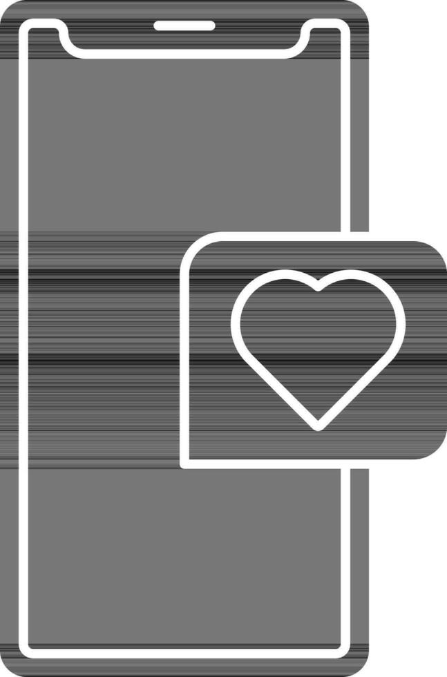 glyph stijl liefde bericht in smartphone icoon. vector