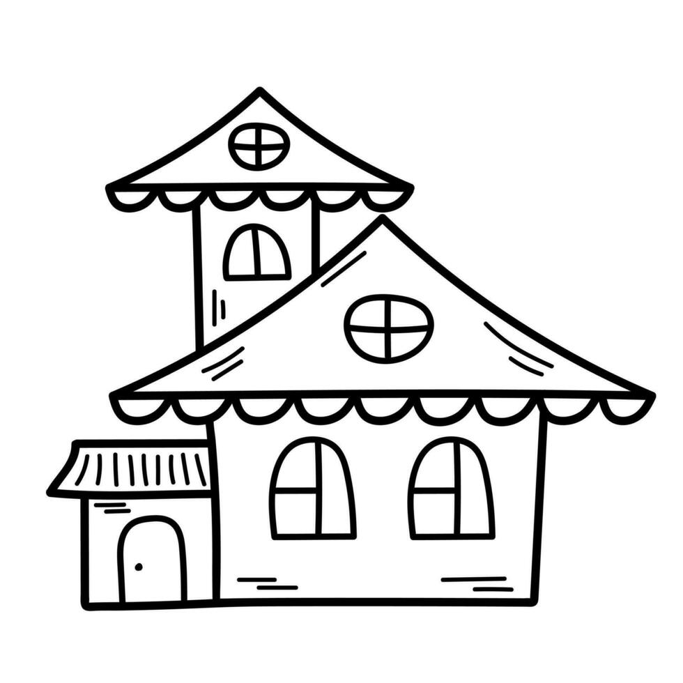 schattig klein huis in tekening stijl. zoet huis. vector hand getekend illustratie geïsoleerd Aan wit achtergrond.