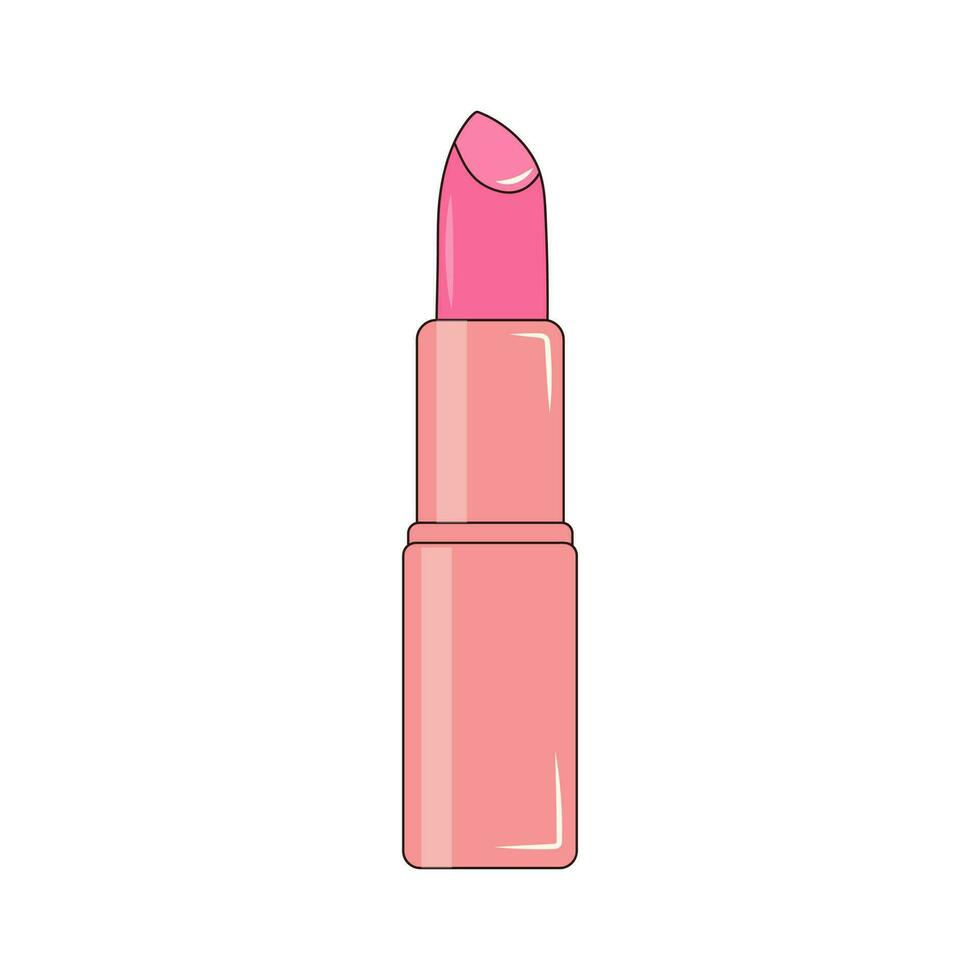 roze lippenstift. bedenken buis. lineair kleur vector illustratie.