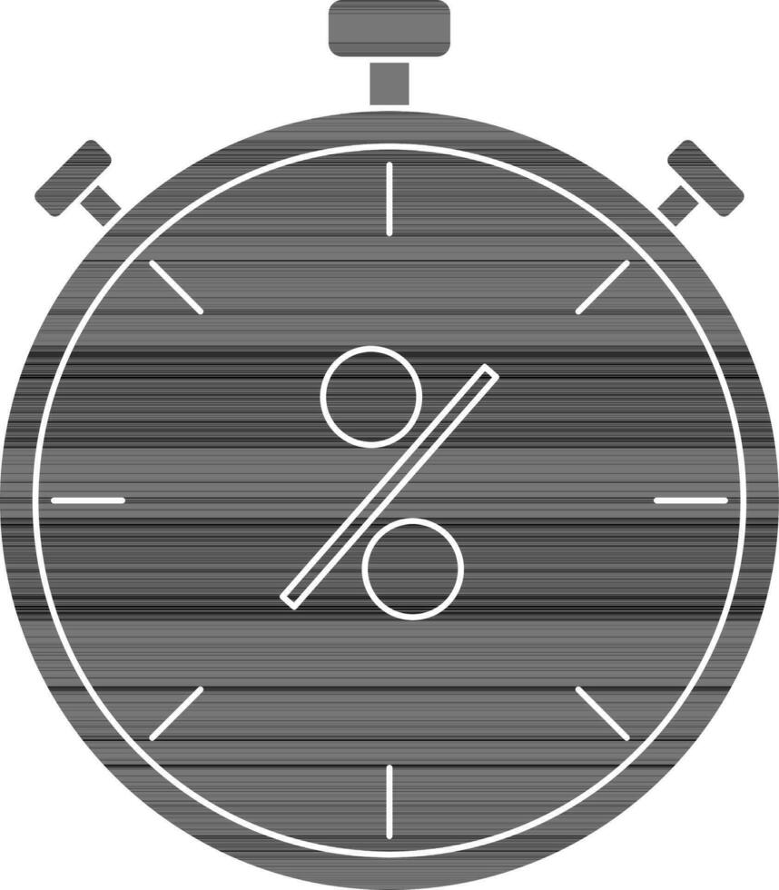 korting timer icoon in zwart en wit kleur. vector