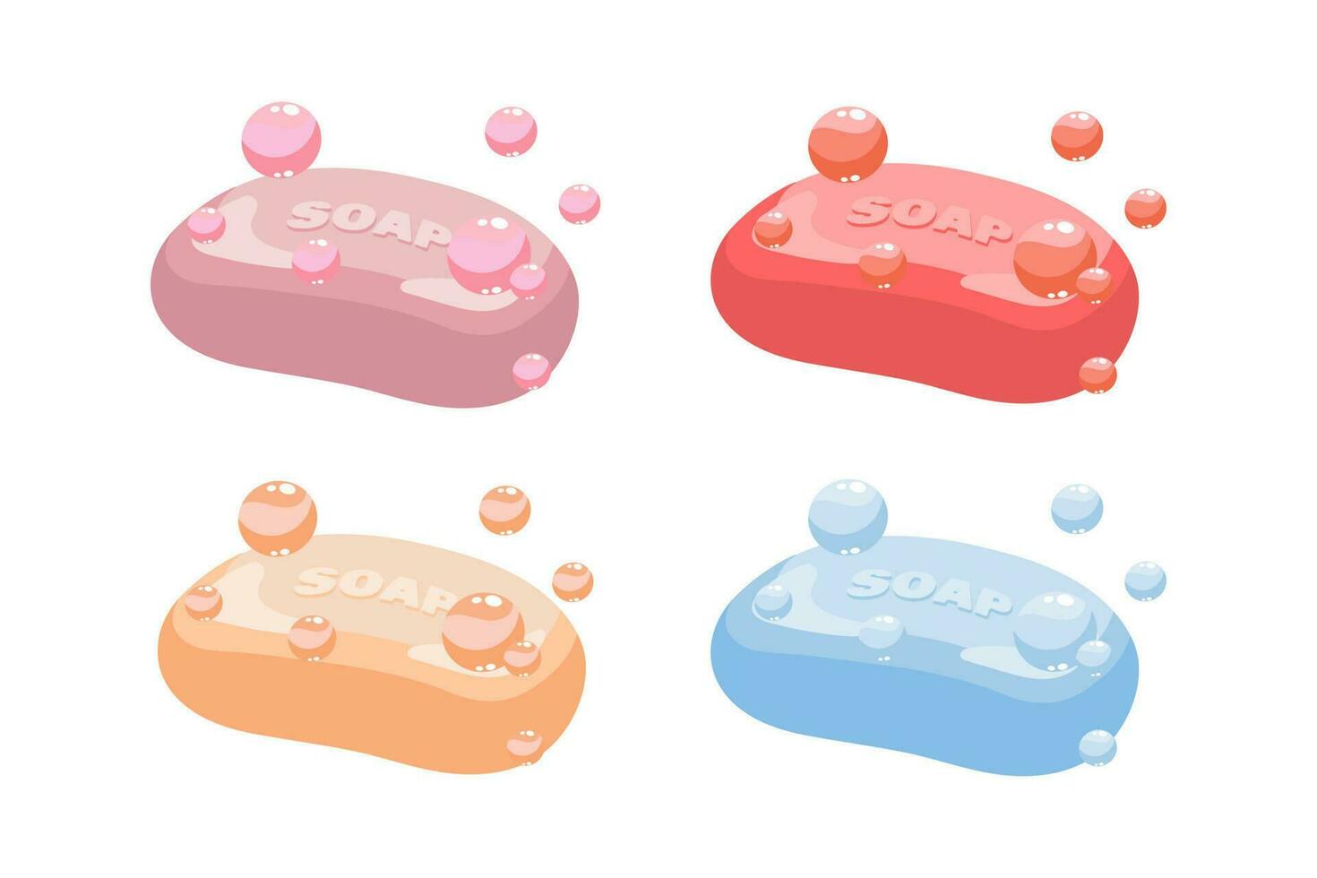 stukken van fruitig zeep met zeep bubbels, vector set. pictogrammen, illustraties