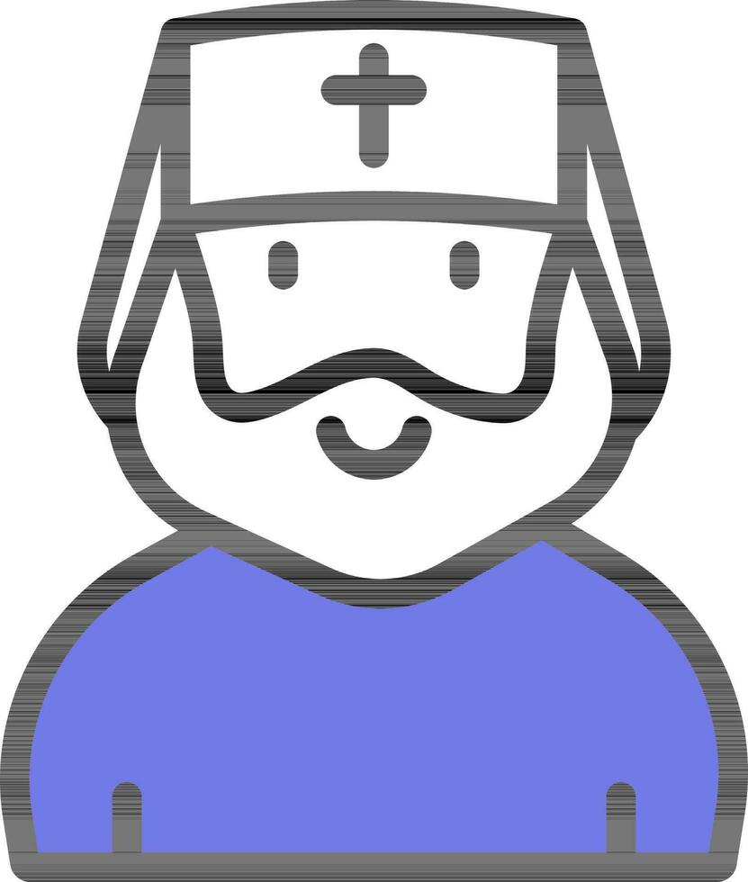 geestelijke karakter icoon in blauw en wit kleur. vector
