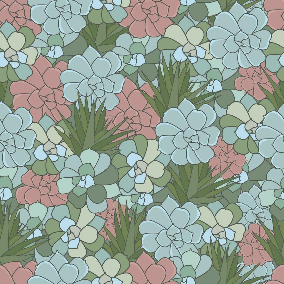 naadloos patroon van sappig cactus vector