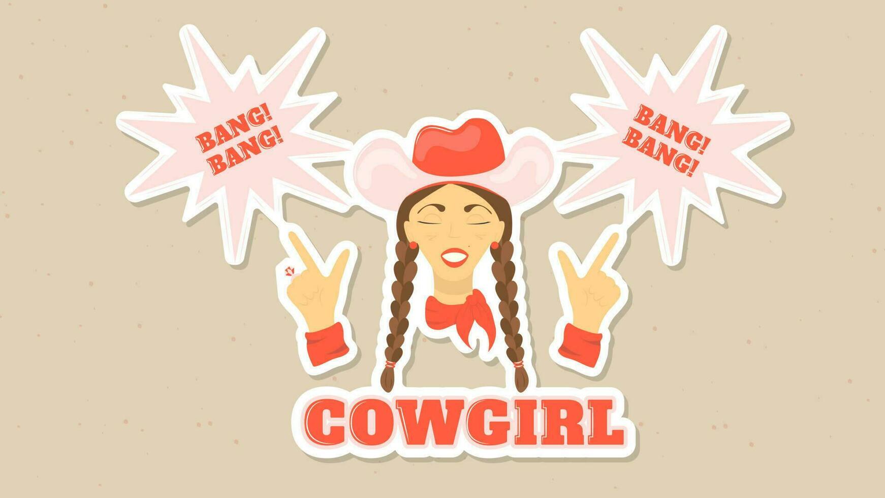 bandiet meisje in een cowboy hoed hand- gebaar geweren knal knal vrijgezellin partij wild west stijl partij vector