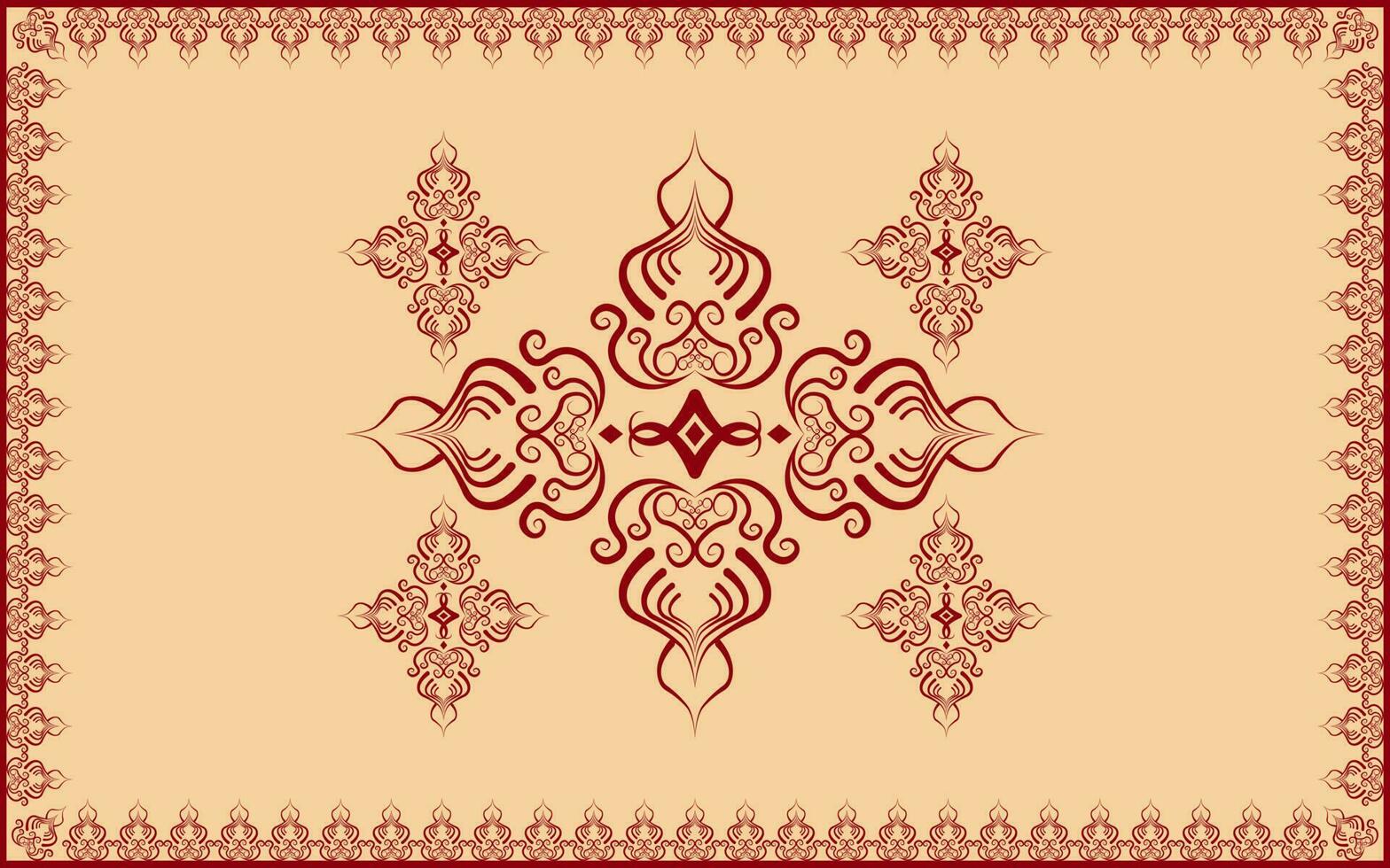 embleem etnisch volk meetkundig naadloos patroon in rood Aan bruin vector