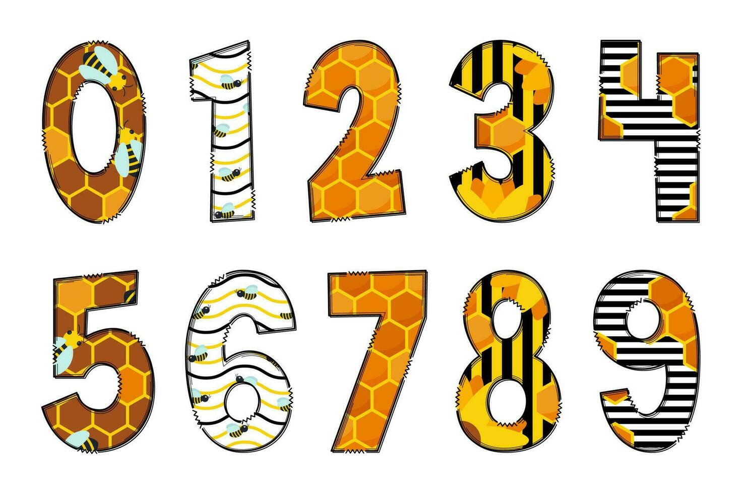 handgemaakt honingraat brieven. kleur creatief kunst typografisch ontwerp vector