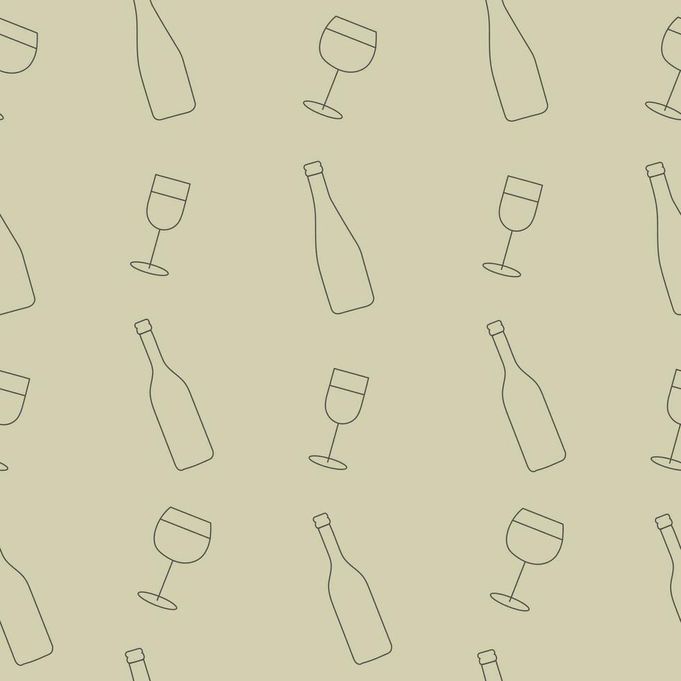 patroon met wijn bril en fles. wijn concept. weekends en kilte concept. vector