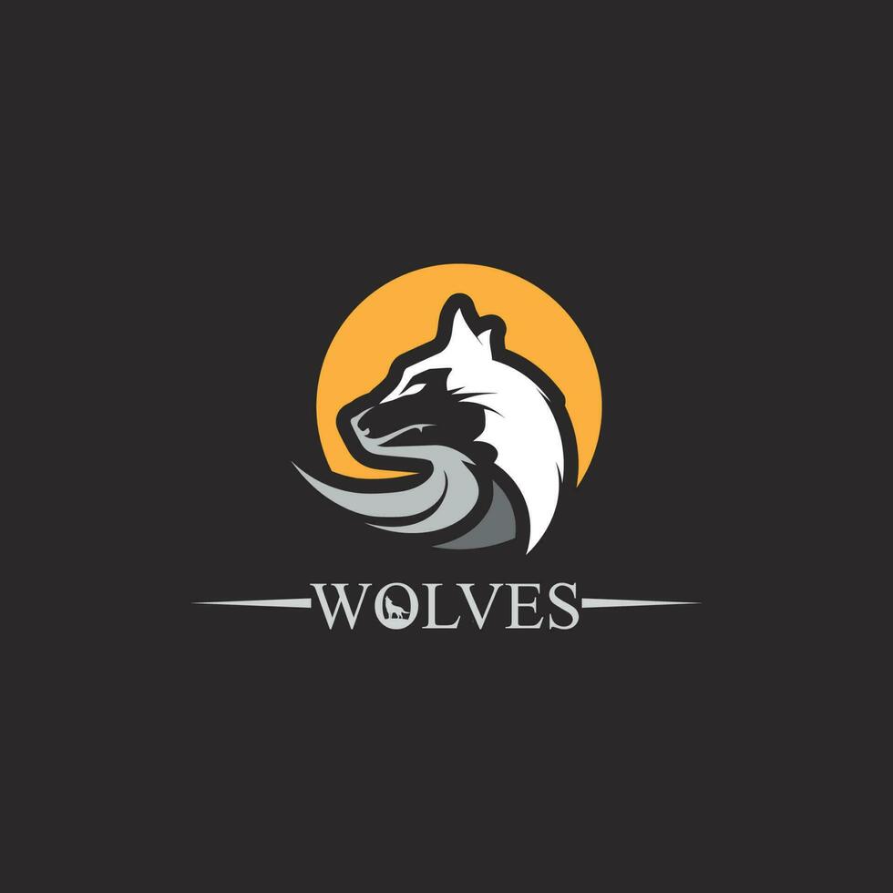 wolven logo, vos, wolf hoofd, dier vetor en logo ontwerp wild gebrul hond illustratie, abstract voor spel logo symbool hoofd dier vector