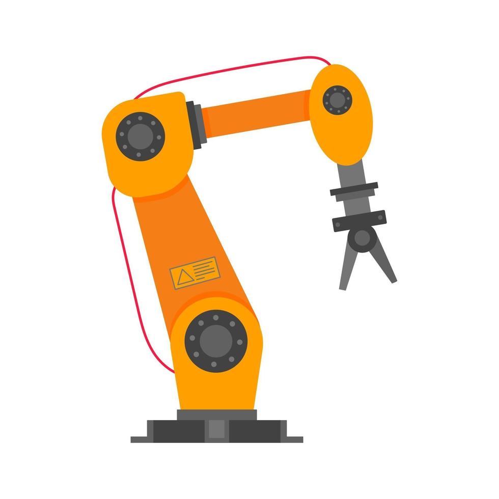 robotarm vlakke stijl ontwerp vector illustratie pictogram teken geïsoleerd op witte achtergrond robotarm of hand industriële robot manipulator moderne slimme industrie 40 technologie geautomatiseerde productie