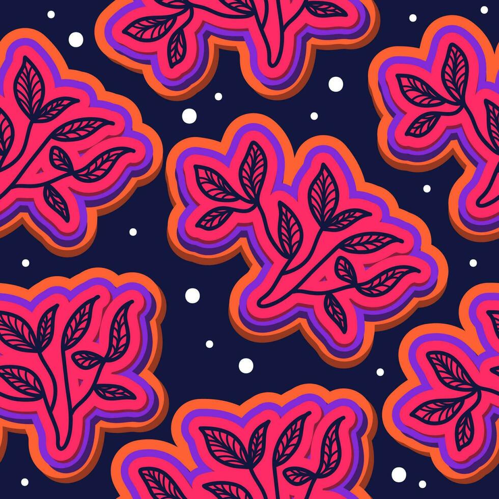 naadloos bloemen patroon in retro 90s stijl. schattig botanisch hedendaags patroon. modieus en groovy grafiek voor mode, behang, omhulsel papier, achtergrond, afdrukken, kleding stof, textiel en kleding vector