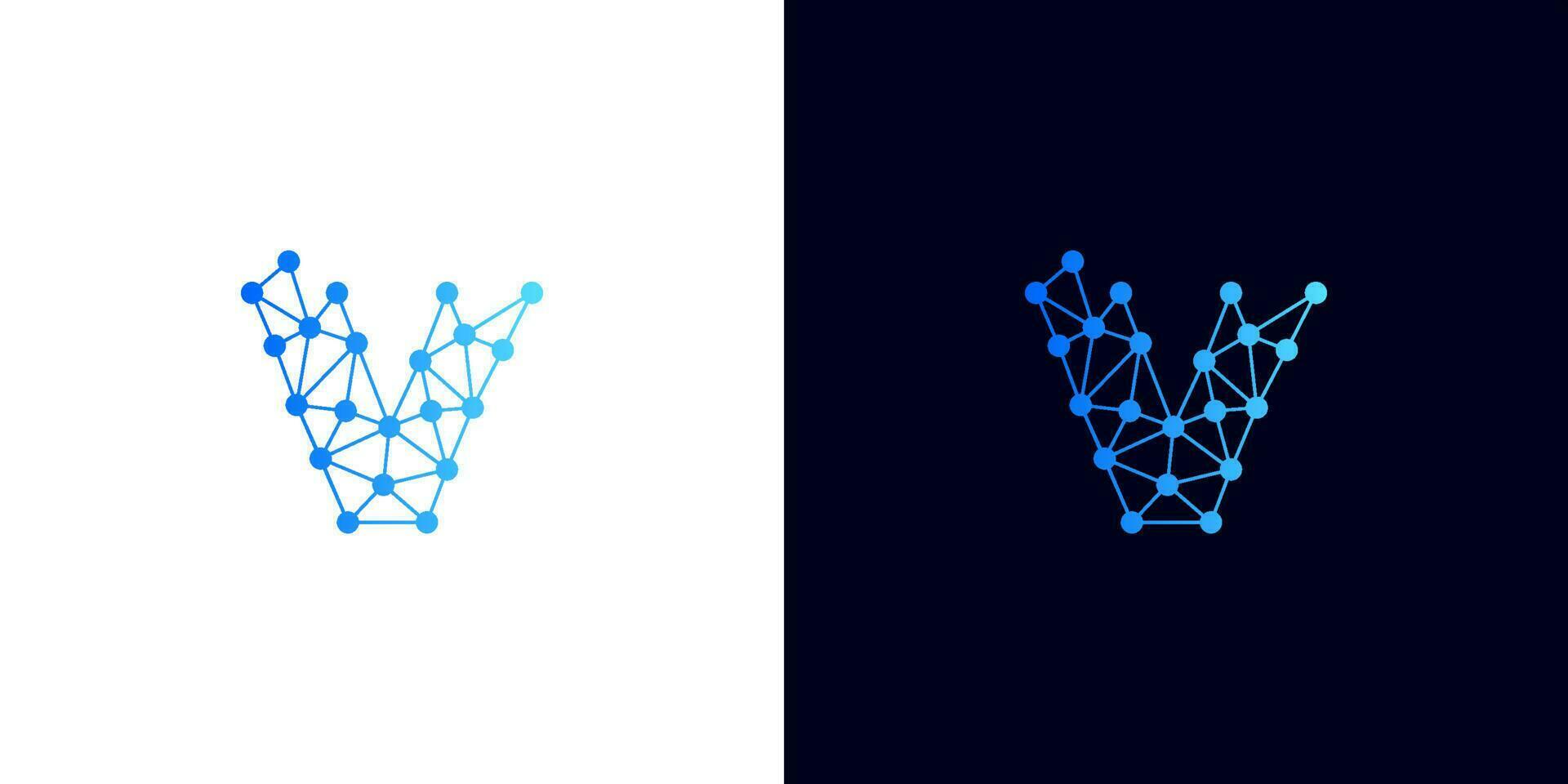 logo voor een web3 blockchain ontwikkeling bureau. brief v logo met verbonden dots illustratie. vector