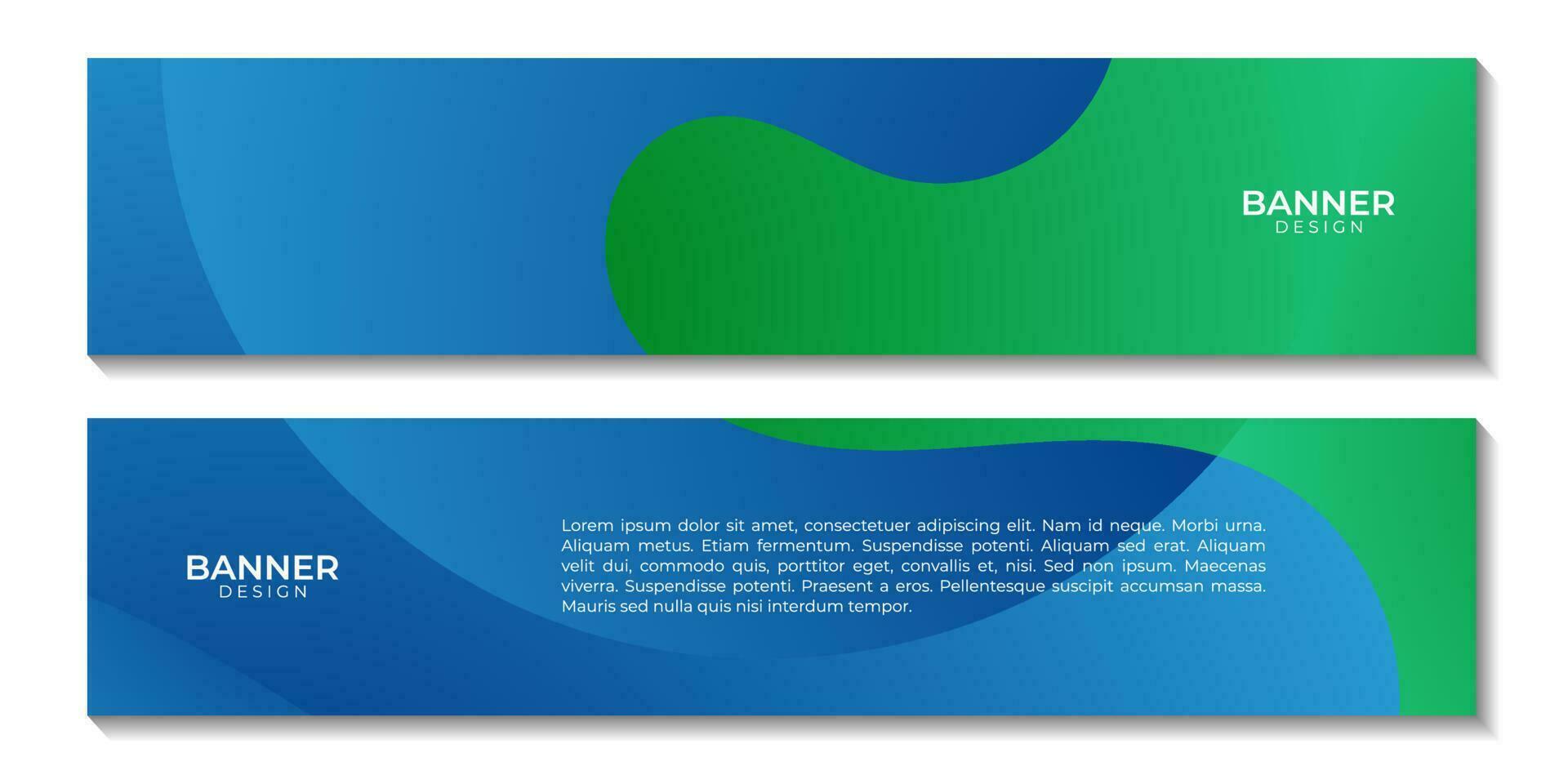 reeks van banners abstract groen en blauw achtergrond met golven vector