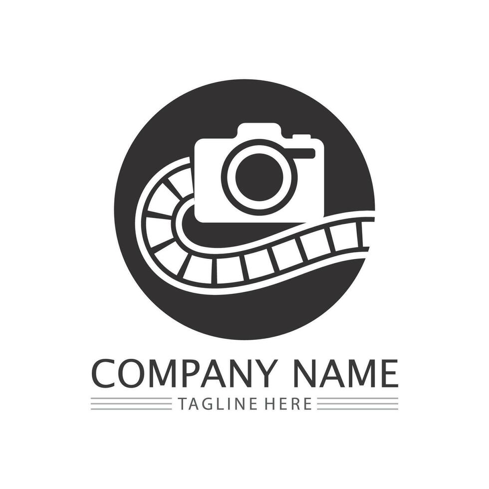 fotografie camera logo pictogram vector ontwerpsjabloon geïsoleerd op zwarte achtergrond