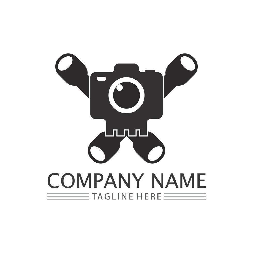 fotografie camera logo pictogram vector ontwerpsjabloon geïsoleerd op zwarte achtergrond