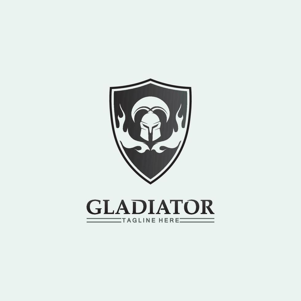 Spartaanse helm, gladiator logo sjabloon vector pictogram ontwerp, hoofd icoon van krijgers, soldaat